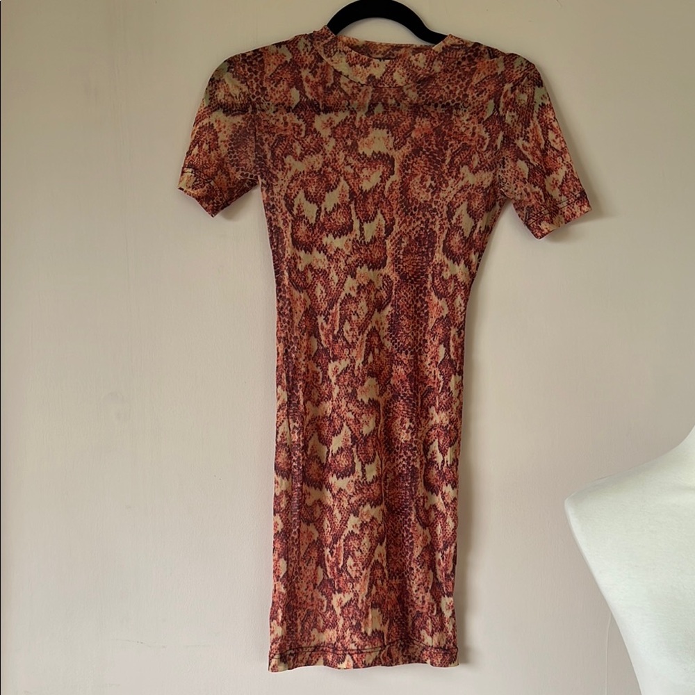 Vintage Y2K mesh snake print dress